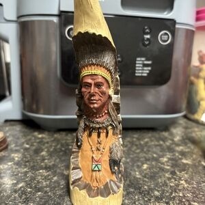 Handcrafted Native American Chief Sculpture